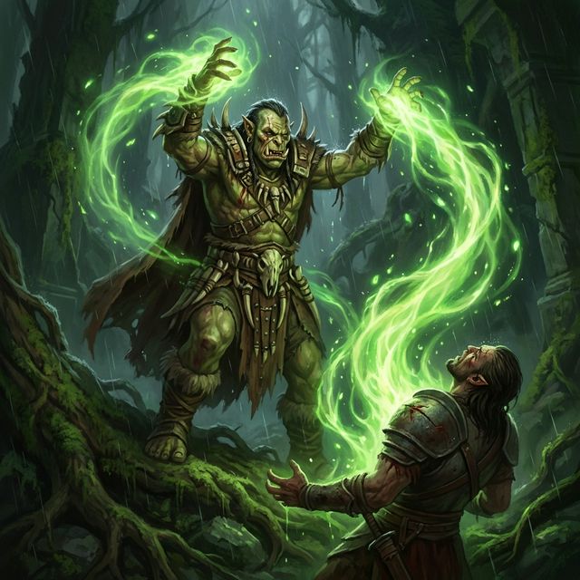 Orc shaman casting a healing spell
